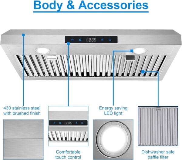 Best 30-Inch Under Cabinet Range Hood, Ductless, 3-Speed Fan, Touch Control