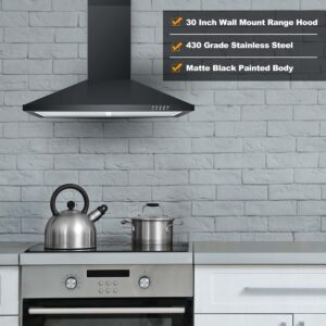 Best 30-Inch Wall Mount Range Hood, Black Stainless Steel, Ducted/Ductless